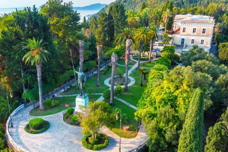 The Achilleion palace and its terrace above the sea