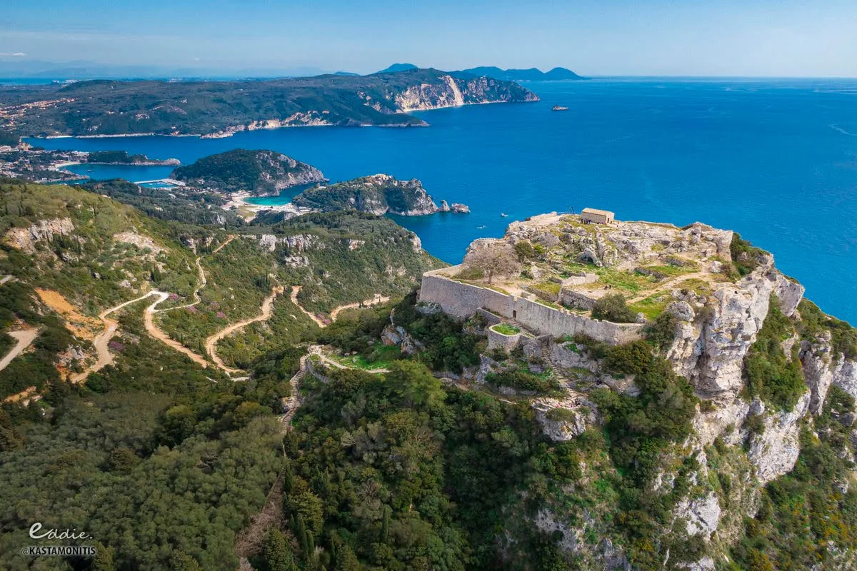 The Ionian coast of Corfu from a clifftop viewpoint